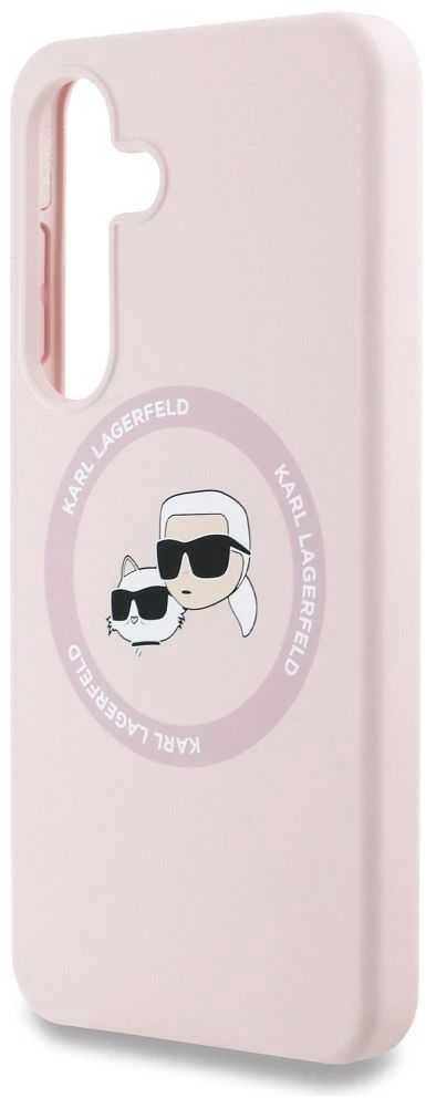 Dėklas Karl Lagerfeld Silicone Double Heads And Circle MagSafe Samsung Galaxy S25+ rožinės spalvos