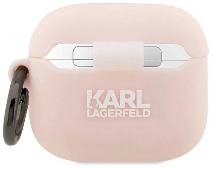 Karl Lagerfeld KLAPRUNIKP AirPods Prodėklas rožinės spalvos silikoninis Karl Head 3D