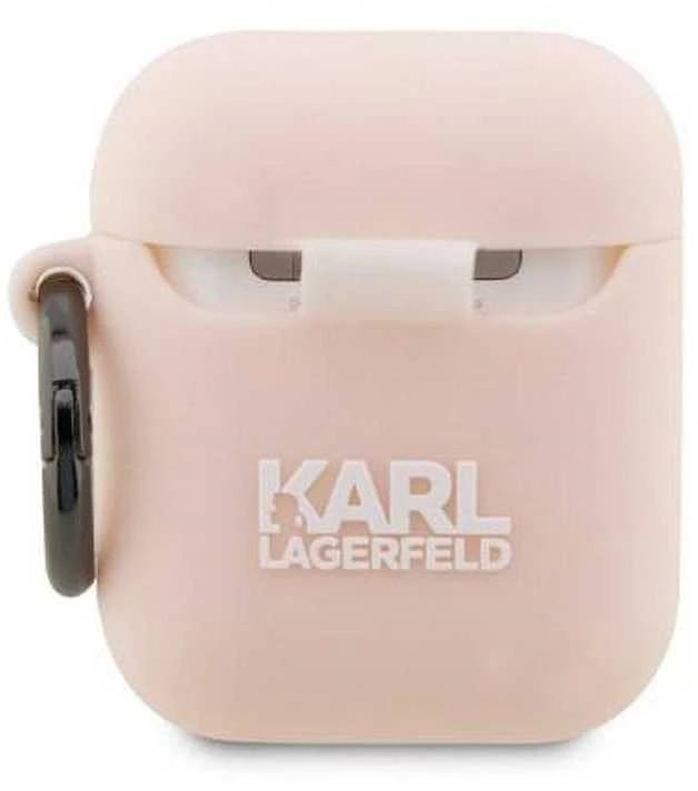 Karl Lagerfeld KLA2RUNIKP AirPods 1/2 dėklas rožinės spalvos silikoninis Karl Head 3D
