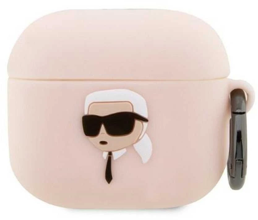 Karl Lagerfeld KLAPRUNIKP AirPods Prodėklas rožinės spalvos silikoninis Karl Head 3D