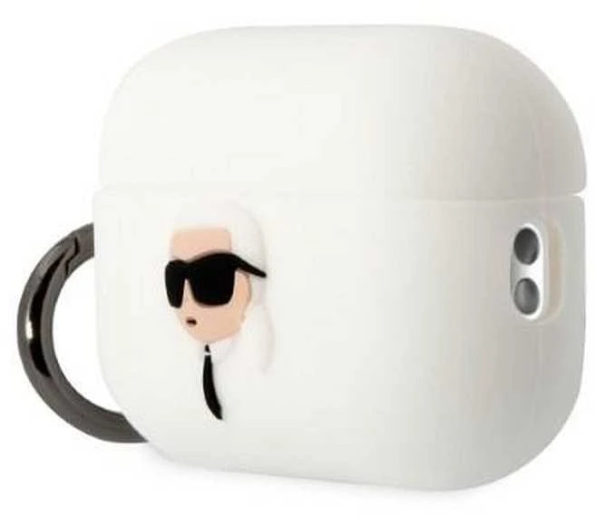 Karl Lagerfeld KLAP2RUNIKH AirPods Pro 2 (2022/2023) dėklas baltos spalvos Silicone Karl Head 3D