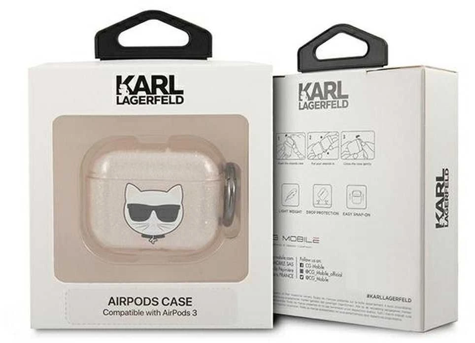 Dėklas Karl Lagerfeld AIRPODS PRO KLA3UCHGD SILICONE COVER GOLD