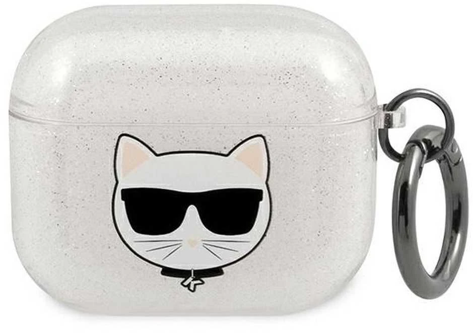 Karl Lagerfeld KLA3UCHGS AirPods 3 dėklas sidabro spalvos Glitter Choupette