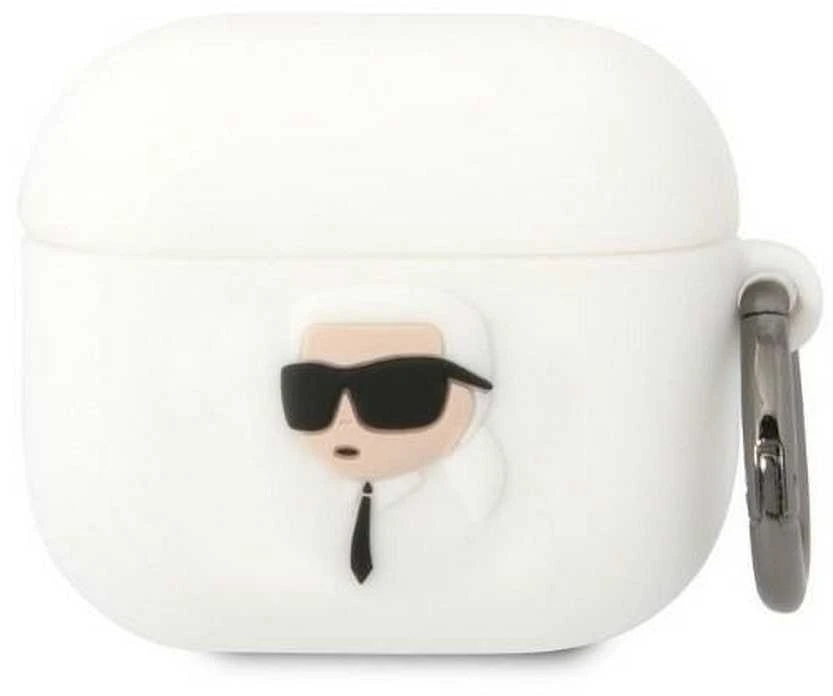 Karl Lagerfeld KLA3RUNIKH AirPods 3 dėklas baltos spalvos silikoninis Karl Head 3D