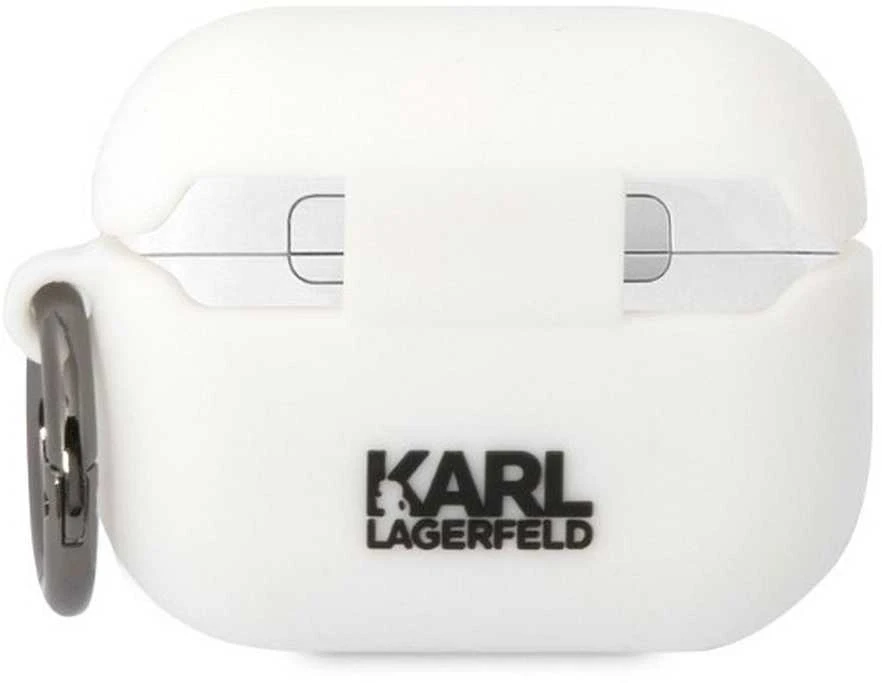 Karl Lagerfeld KLAPRUNCHH AirPods Pro dėklas baltos spalvos Silicone Choupette Head 3D