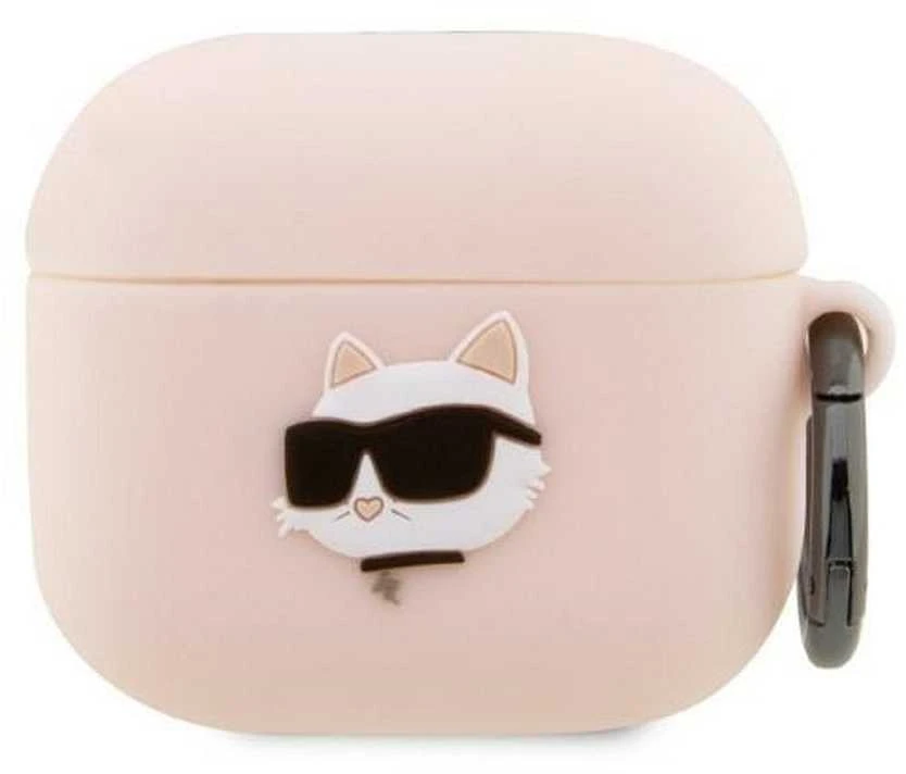 Karl Lagerfeld KLA3RUNCHP AirPods 3 dėklas rožinės spalvos Silicone Choupette Head 3D