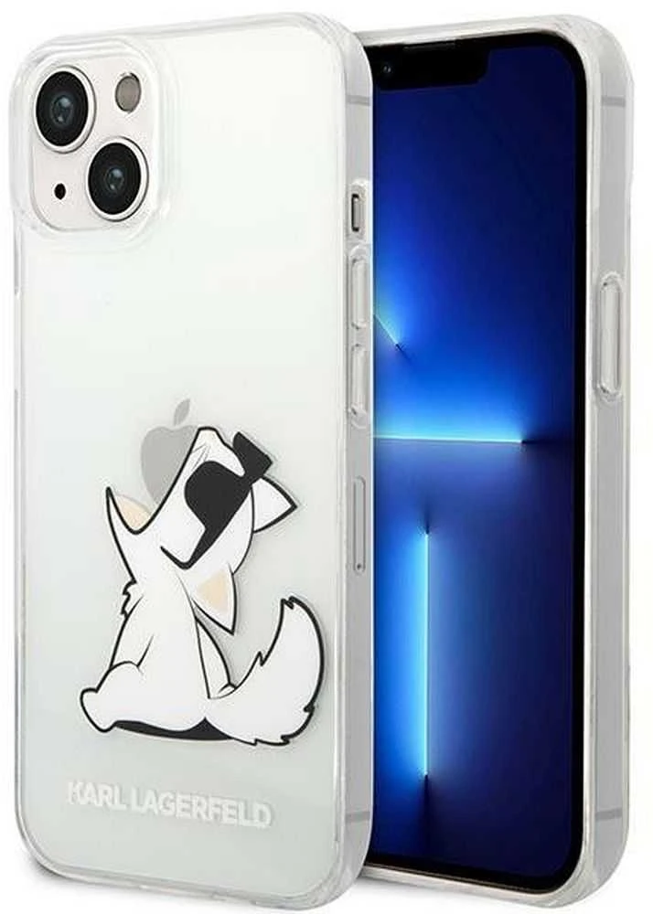 Karl Lagerfeld dėklas, skirtas iPhone 14 Plus 6,7 KLHCP14MCFNRC permatomas kietas dėklas Choupette Fun