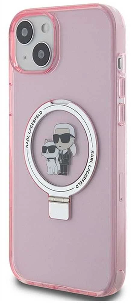 Karl Lagerfeld KLHMP15MHMRSKCP Apple iPhone 15 Plus / 14 Plus 6.7″ rožinės spalvos kietas dėklas Ring Stand Karl&Cho