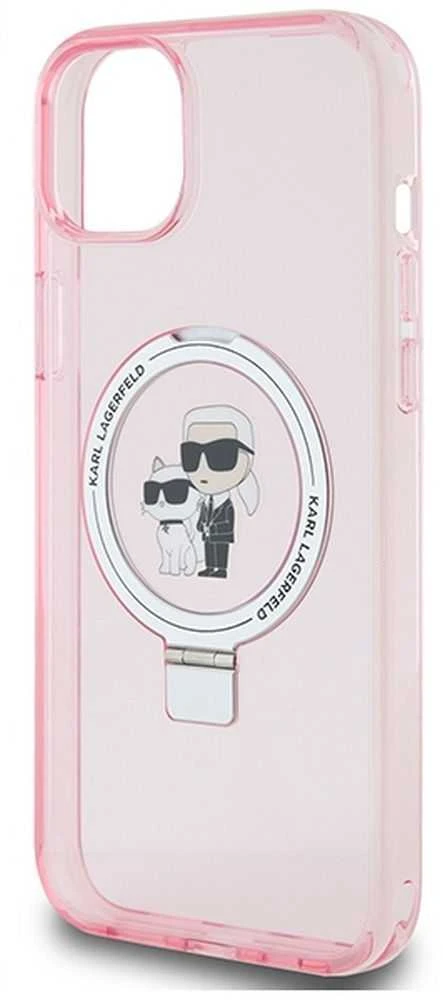 Karl Lagerfeld KLHMP15MHMRSKCP Apple iPhone 15 Plus / 14 Plus 6.7″ rožinės spalvos kietas dėklas Ring Stand Karl&Cho