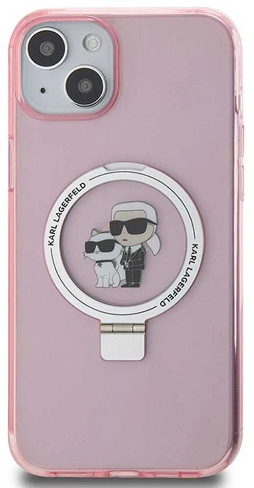 Karl Lagerfeld KLHMP15MHMRSKCP Apple iPhone 15 Plus / 14 Plus 6.7″ rožinės spalvos kietas dėklas Ring Stand Karl&Cho