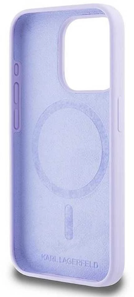 Karl Lagerfeld KLHMP15LSCMKCRHU Apple iPhone 15 Pro 6.1″ violetinės spalvos kietas dėklas Silicone Karl&Choupette Heads