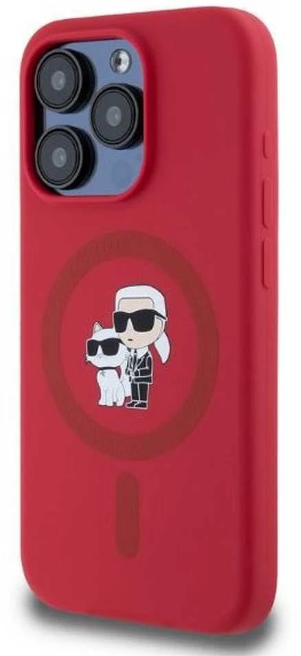 Karl Lagerfeld KLHMP15LSCMKCRHR Apple iPhone 15 Pro 6.1″ red kietas dėklas Silicone Karl&Choupette Heads Ring