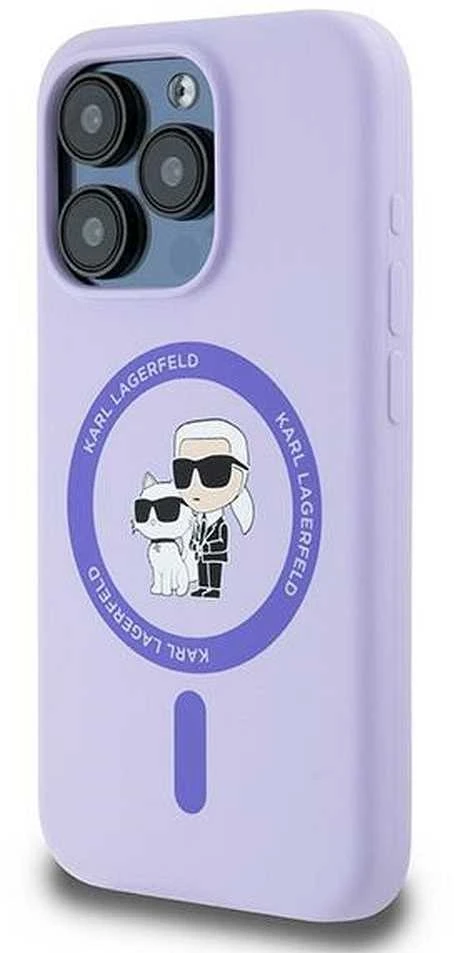 Karl Lagerfeld KLHMP15LSCMKCRHU Apple iPhone 15 Pro 6.1″ violetinės spalvos kietas dėklas Silicone Karl&Choupette Heads