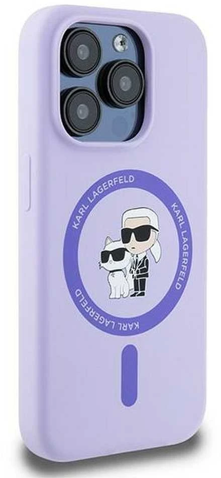 Karl Lagerfeld KLHMP15LSCMKCRHU Apple iPhone 15 Pro 6.1″ violetinės spalvos kietas dėklas Silicone Karl&Choupette Heads