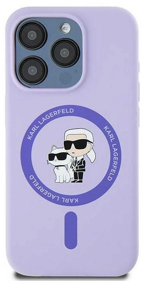 Karl Lagerfeld KLHMP15LSCMKCRHU Apple iPhone 15 Pro 6.1″ violetinės spalvos kietas dėklas Silicone Karl&Choupette Heads