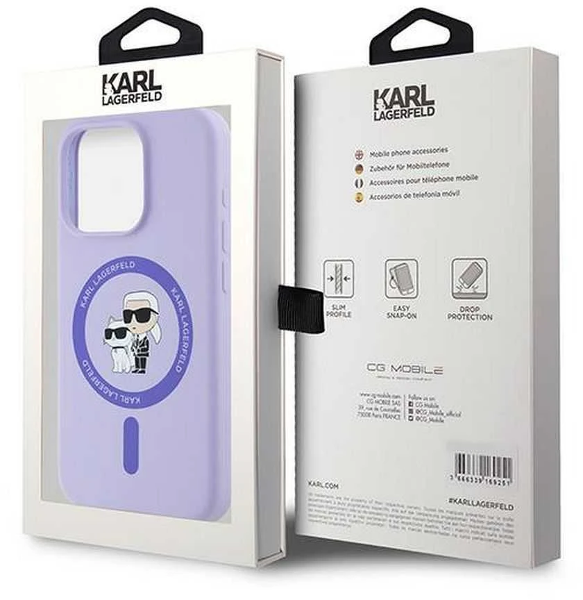Karl Lagerfeld KLHMP15LSCMKCRHU Apple iPhone 15 Pro 6.1″ violetinės spalvos kietas dėklas Silicone Karl&Choupette Heads