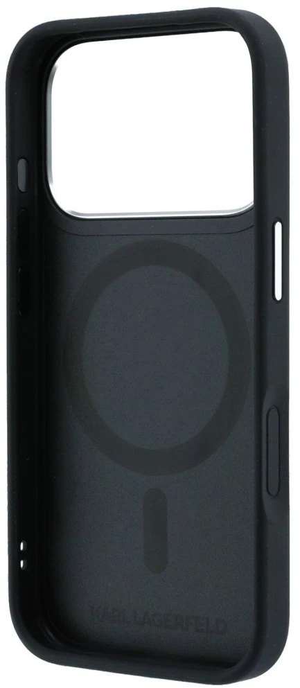 Dėklas Karl Lagerfeld case for IPHONE 18 Pro Max/17 Pro Max compatible with MagSafe (Ring Stand 360 Saffiano Classic Logo) juodas