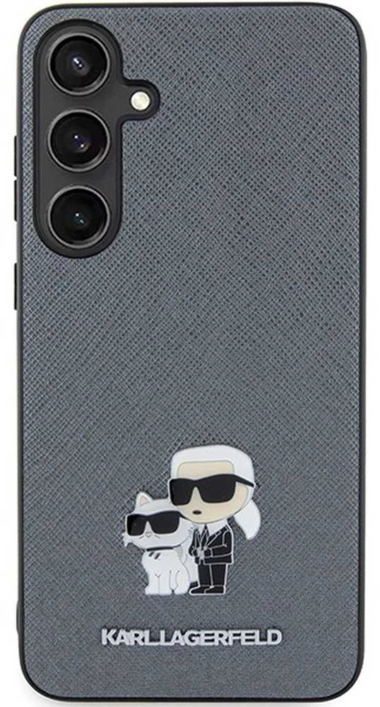 Karl Lagerfeld KLHCS24SPSAKCMPG S24 S921 kietas dėklas pilkos spalvos Saffiano Karl & Choupette Metal Pin