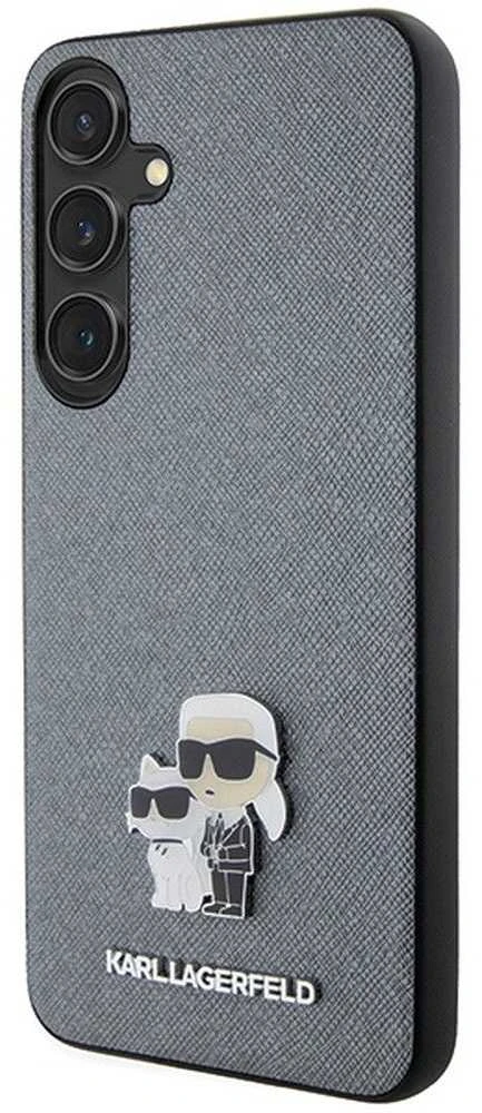 Karl Lagerfeld KLHCS24SPSAKCMPG S24 S921 kietas dėklas pilkos spalvos Saffiano Karl & Choupette Metal Pin