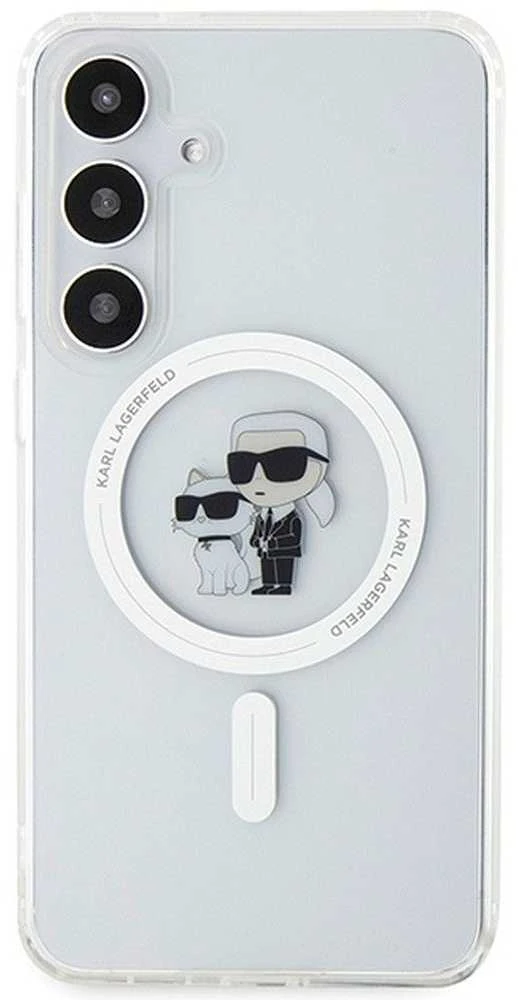 Samsung Galaxy S24 Karl Lagerfeld Dėklas IML Karl&Choupette MagSafe (KLHMS24SHGKCNOT) skaidrus