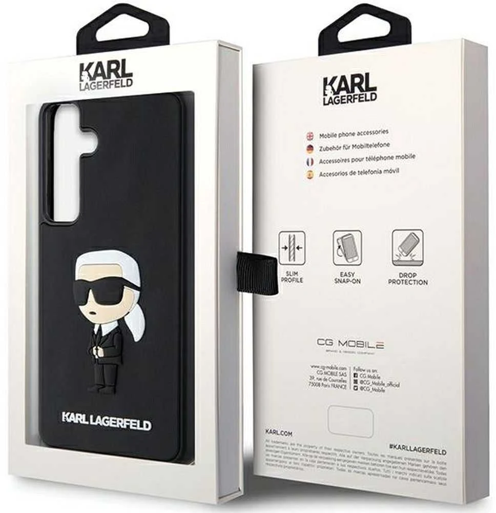Karl Lagerfeld KLHCS24M3DRKINK S24+ S926 juodos spalvos kietas dėklas 3D Rubber Ikonik
