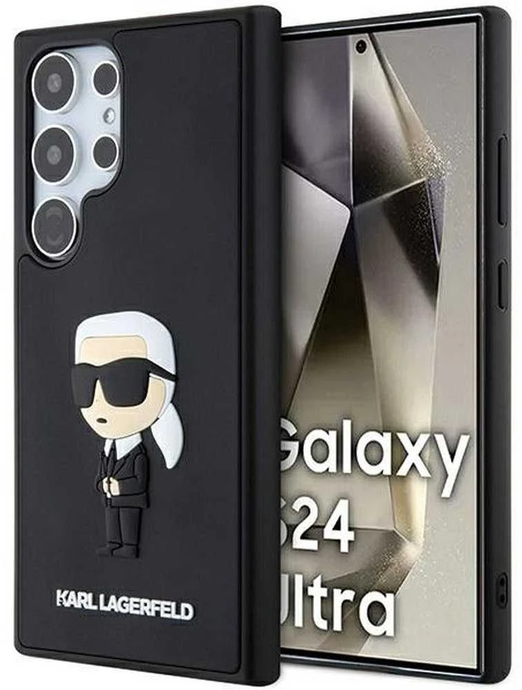Karl Lagerfeld KLHCS24L3DRKINK S24 Ultra S928 juodos spalvos kietas dėklas 3D Rubber Ikonik