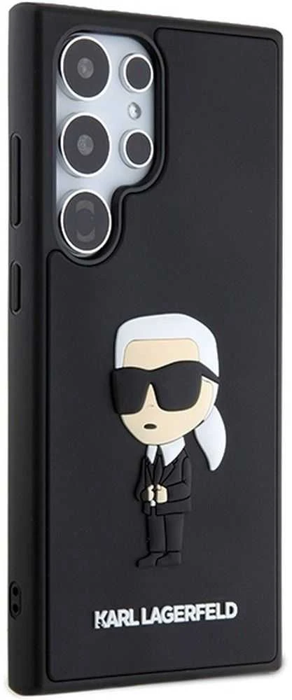 Karl Lagerfeld KLHCS24L3DRKINK S24 Ultra S928 juodos spalvos kietas dėklas 3D Rubber Ikonik