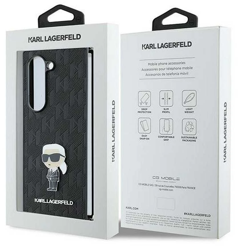 Dėklas Karl Lagerfeld KLHCZFD6SAPKINPKK Z Fold6F956 juodos spalvos Saffiano Ikonik Pin