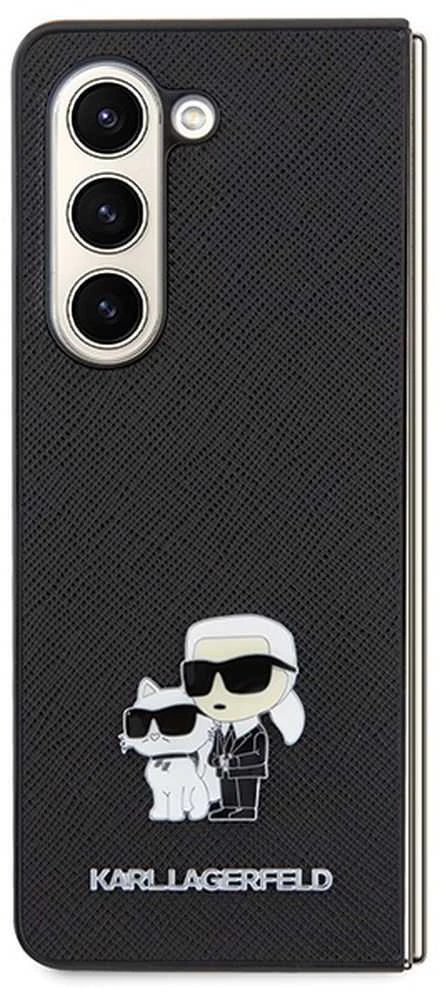 Karl Lagerfeld KLHCZFD5SAKCNPK Z Fold5F946 kietas dėklas juodos spalvos Saffiano Karl&Choupette Pin
