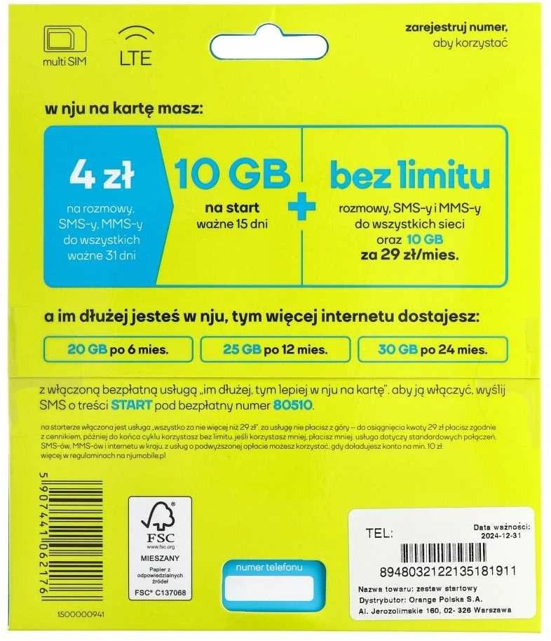 Partner Telecom NJU MOBILE 4 starto kortelė