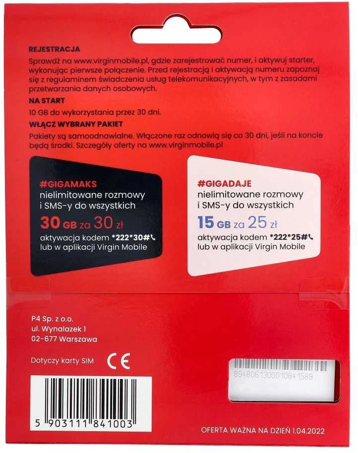 „Virgin 5“ starto kortelė