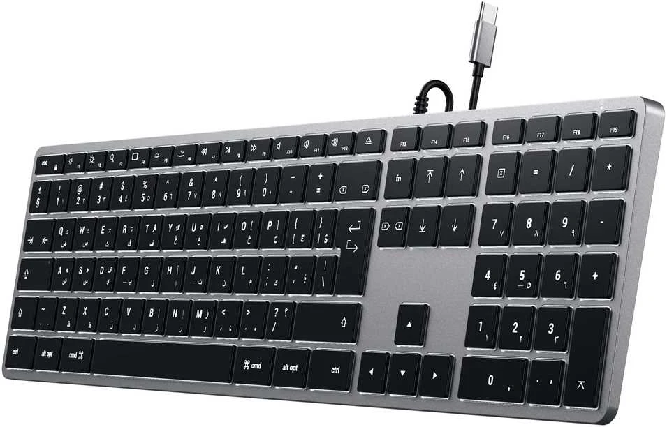 su laidu klaviatūra USB C QWERTY Satechi Slim W3 su laidu ST-UCSW3M space pilka