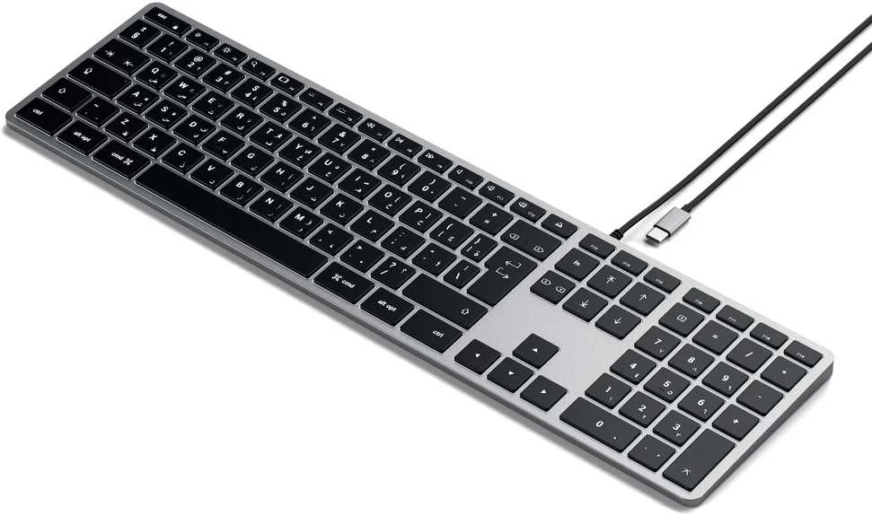su laidu klaviatūra USB C QWERTY Satechi Slim W3 su laidu ST-UCSW3M space pilka