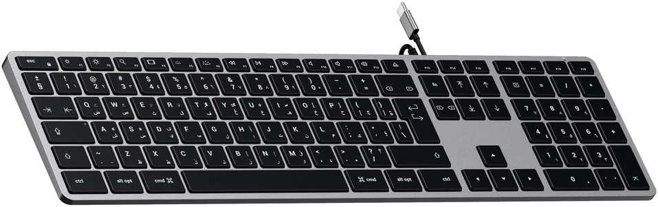 su laidu klaviatūra USB C QWERTY Satechi Slim W3 su laidu ST-UCSW3M space pilka