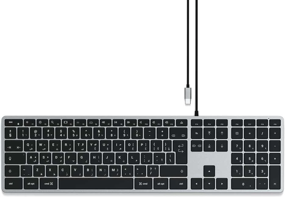 su laidu klaviatūra USB C QWERTY Satechi Slim W3 su laidu ST-UCSW3M space pilka