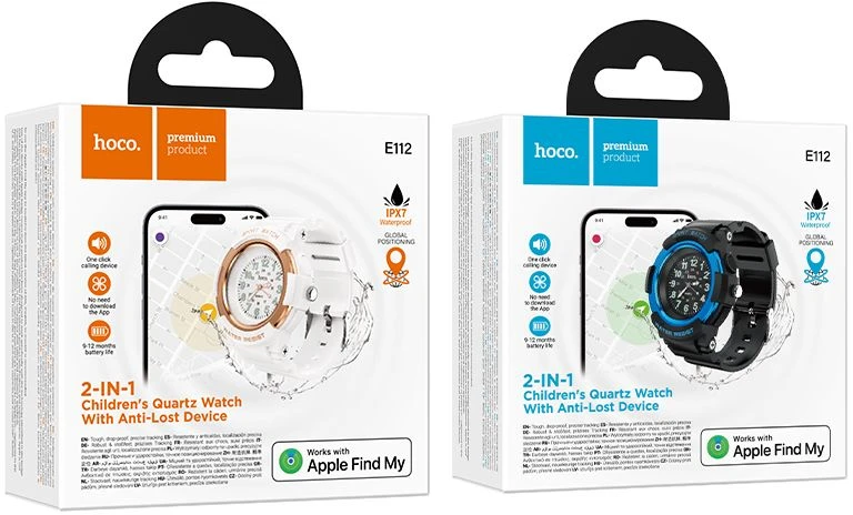 Lokalizator zgodny su Apple Find My w formie zegarka Hoco E112 juoda