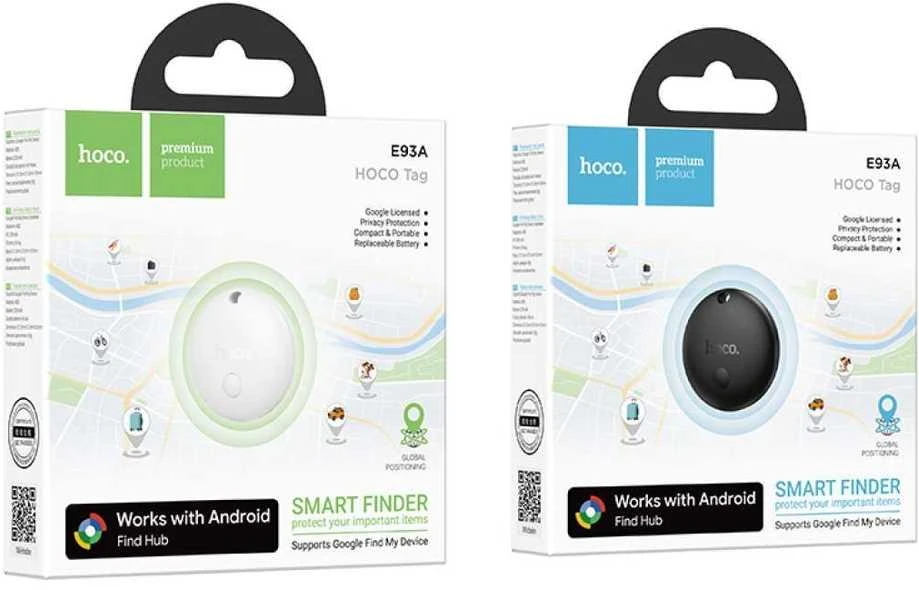 Lokatorius, suderinamas su „Google Find My Device“ Hoco E93A juodas