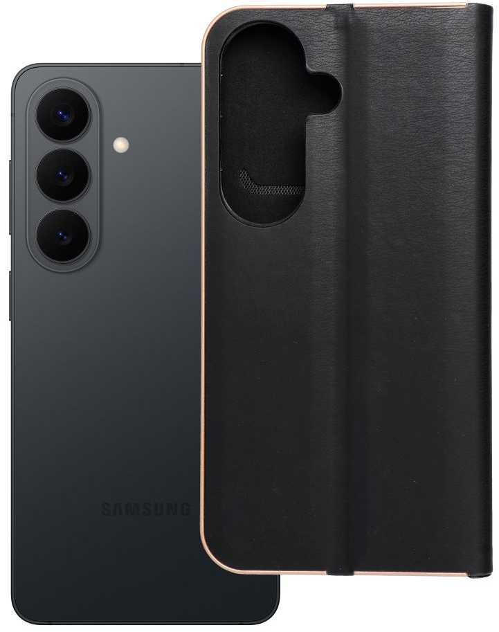 Oem Dėklas su klapką na Samsung S26 Luna Book Gold juoda