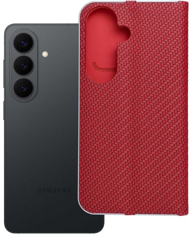 Oem Dėklas su klapką na Samsung S26 Luna Book Carbon raudona