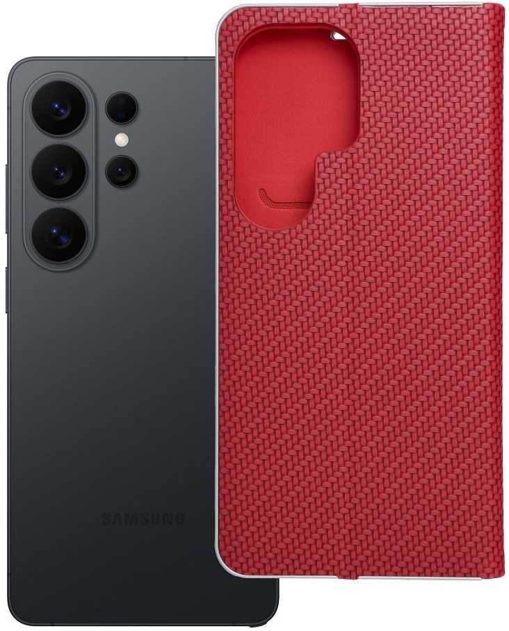 Oem Dėklas su klapką na Samsung S26 ULTRA Luna Book Carbon raudona