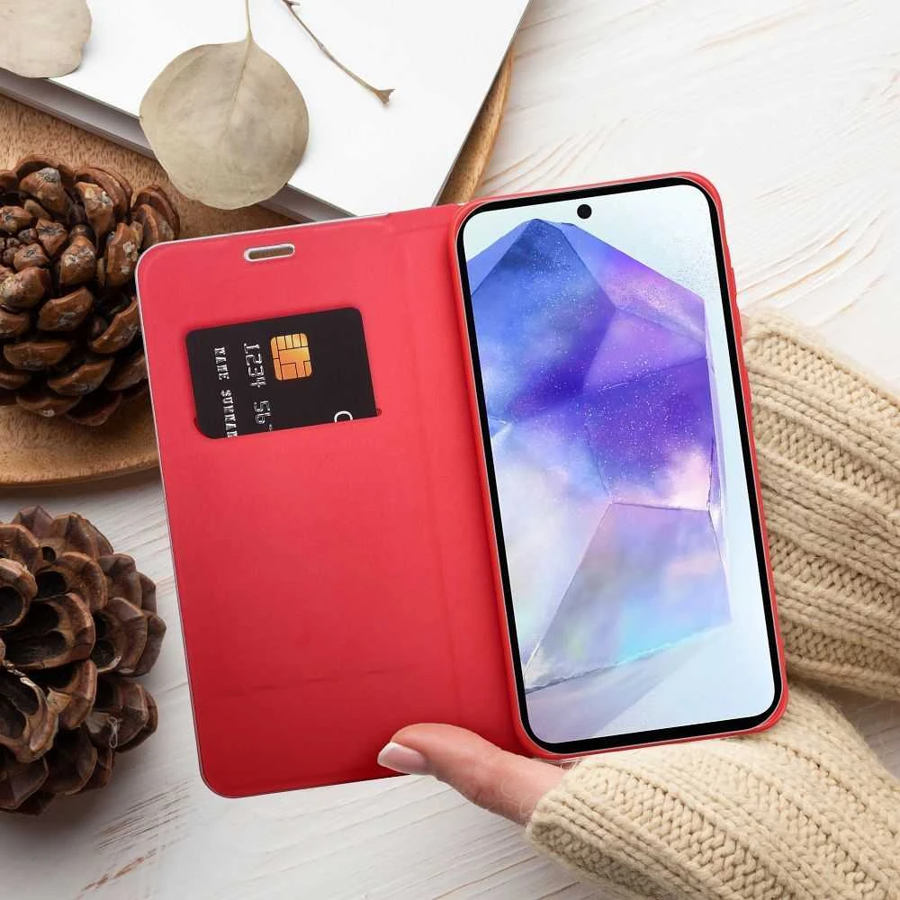 Oem Dėklas su klapką na Xiaomi Redmi NOTE 15 5G Luna Book Carbon raudona