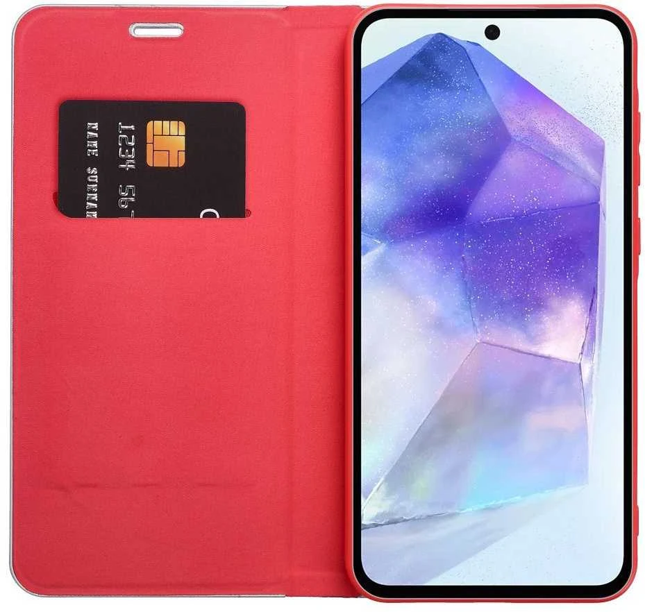 Oem Dėklas su klapką na Xiaomi Redmi NOTE 15 5G Luna Book Carbon raudona
