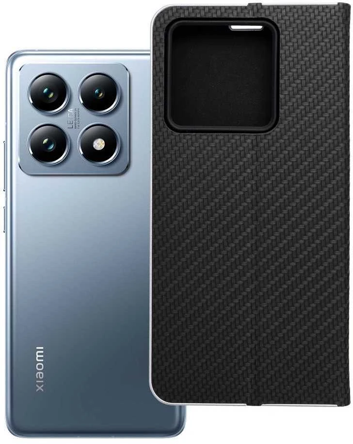 Dėklas Oem LUNA Book Carbon for Xiaomi 14T juodos spalvos