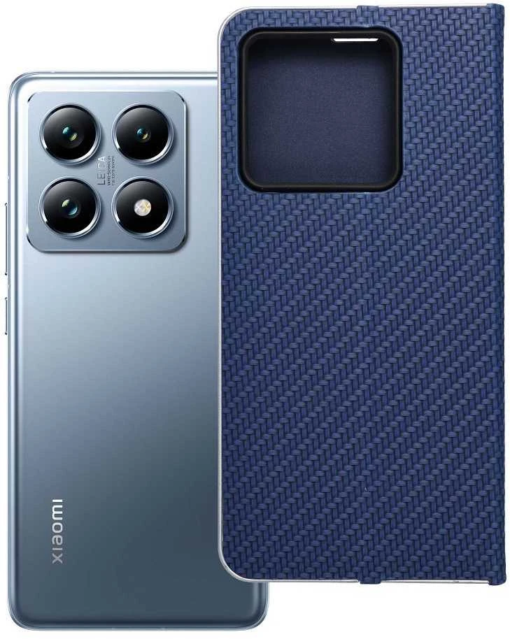 Dėklas Oem LUNA Book Carbon for Xiaomi 14T mėlynos spalvos