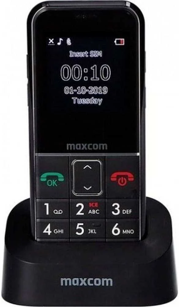 „Maxcom Comfort MM735“ su įkrovimo stotele + SOS apyranke juodos spalvos