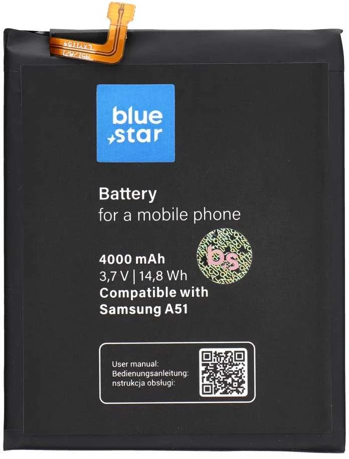 BlueStar „Blue Star Mėlynas STAR PREMIUM“ baterija, skirta „Samsung A51“, 4000 mAh