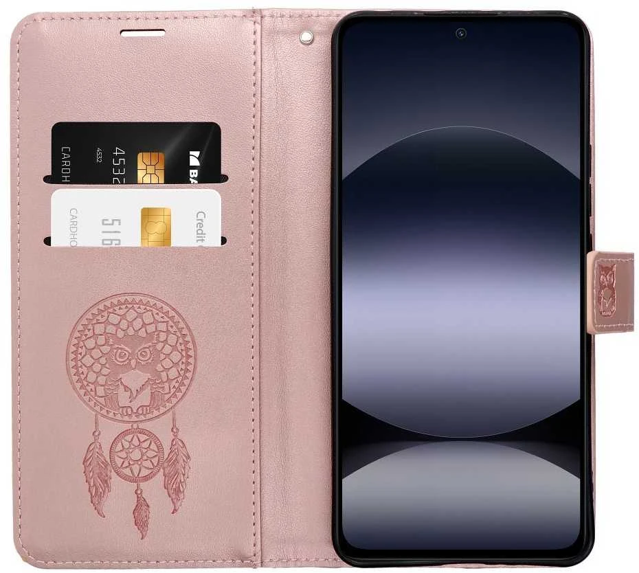Oem MEZZO atverčiamas dėklas, skirtas XIAOMI Redmi Note 14 PRO 5G / 14 PRO PLUS 5G Dreamcatcher Rose Gold