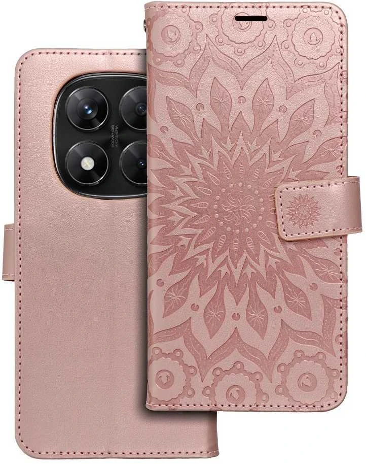Oem MEZZO Book dėklas skirtas Xiaomi Redmi Note 14 PRO 5G / 14 PRO PLUS 5G mandala rožinio aukso spalvos