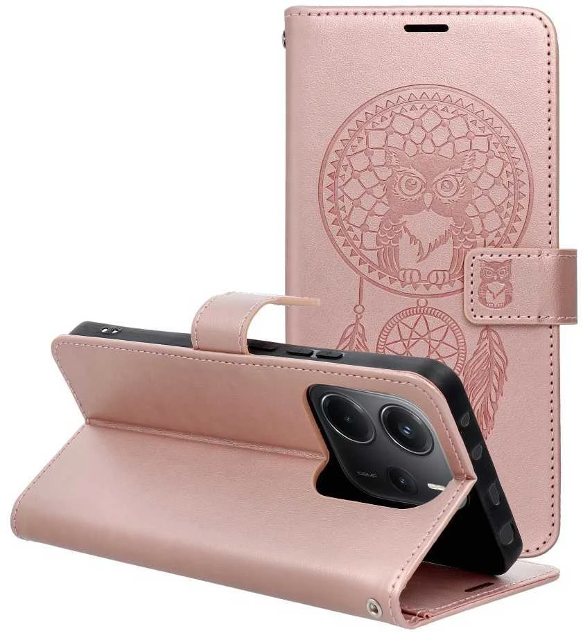 Oem MEZZO atverčiamas dėklas, skirtas XIAOMI Redmi Note 14 5G svajonių gaudytojui, rožinis auksas