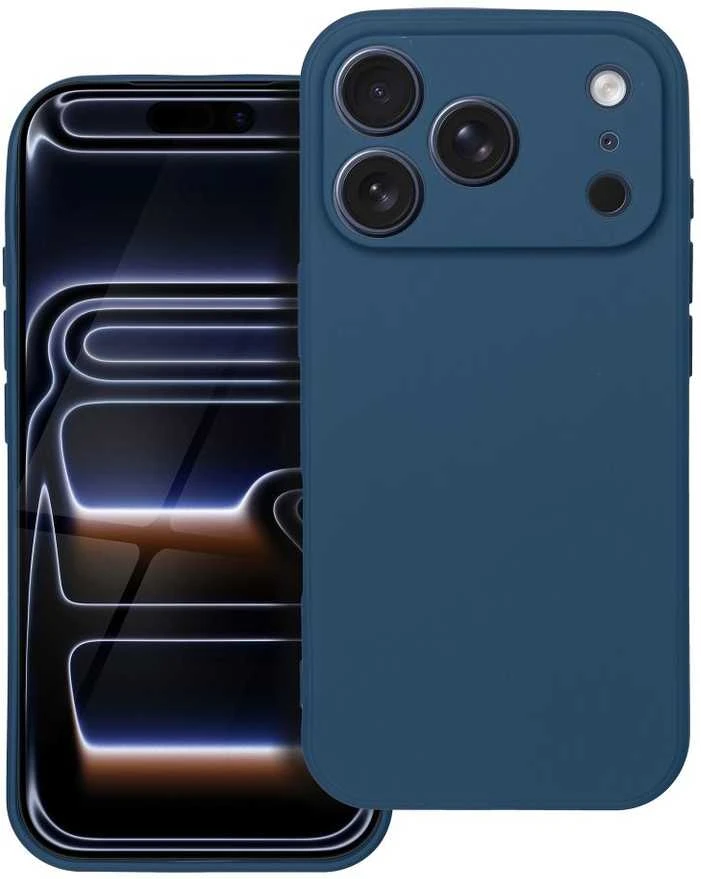 OEM dėklas, skirtas iPhone 17 Pro / 18 Pro (žemas kameros kraštas), minkštas, tamsus, mėlynas
